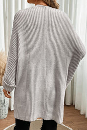 Women's Oversized Cable Knit Cardigan with Batwing Sleeves