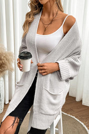 Women's Oversized Cable Knit Cardigan with Batwing Sleeves