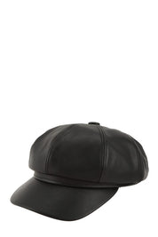 Women's Vintage Faux Leather Beret Cap