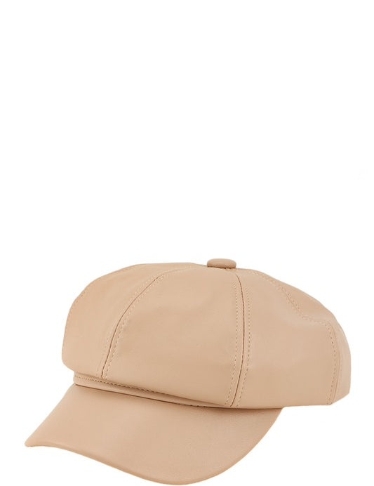 Women's Vintage Faux Leather Beret Cap