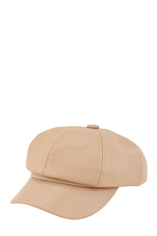 Women's Vintage Faux Leather Beret Cap