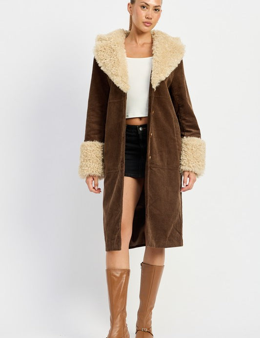 FAUX FUR MID TRENCH COAT