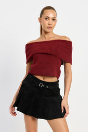 Women's Pleated Suede Skort with Belt