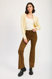 Women's Suede Flared Pants with Lace-Up Detail