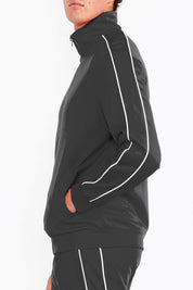 Men's Solid Flared Track Jacket with White Side Piping