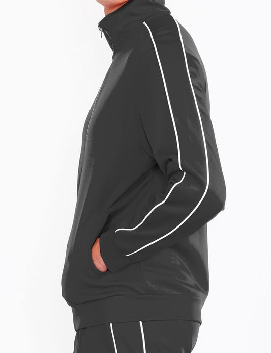 Men's Solid Flared Track Jacket with Side Piping