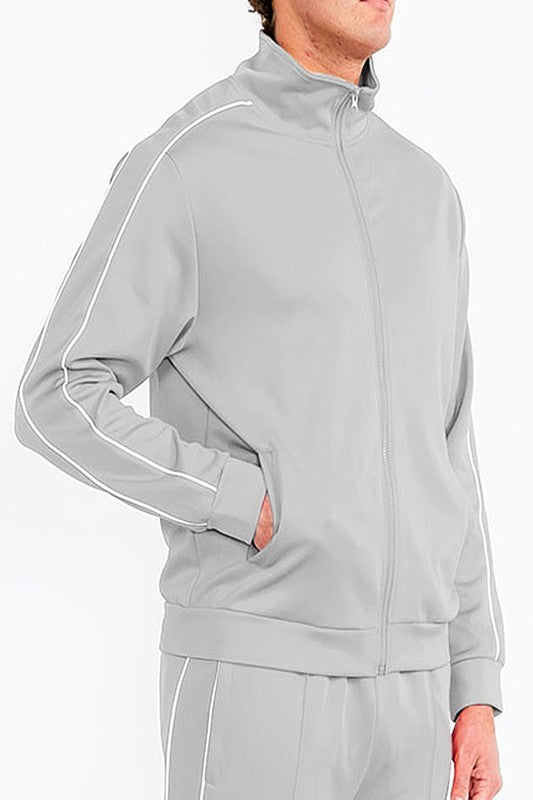 Men's Solid Side Piping Track Jacket