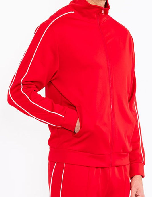 Men's Solid Flared Track Jacket with Side Piping