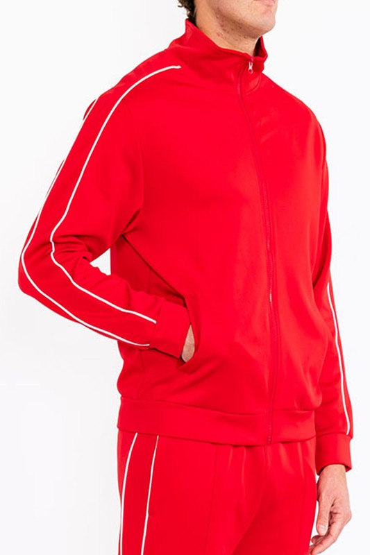 Men's Solid Flared Track Jacket with Side Piping