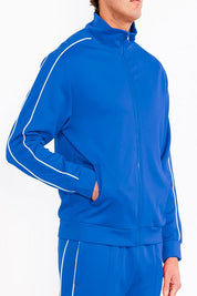 Men's Solid Flared Track Jacket with Side Piping