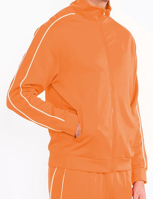 Men's Solid Flared Track Jacket with Side Piping