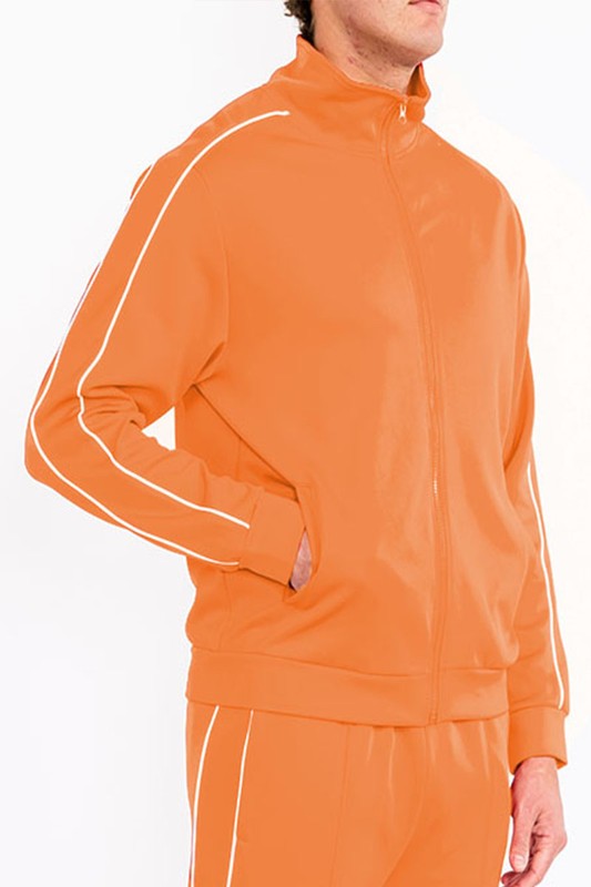 Men's Solid Flared Track Jacket with Side Piping