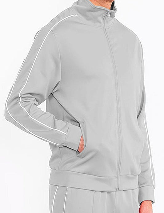 Men's Solid Flared Track Jacket with Side Piping