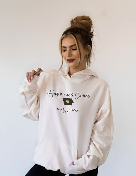 Unisex Fleece Hoodie Sweatshirt - Happiness Comes in Waves