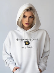 Unisex Fleece Hoodie Sweatshirt - Happiness Comes in Waves