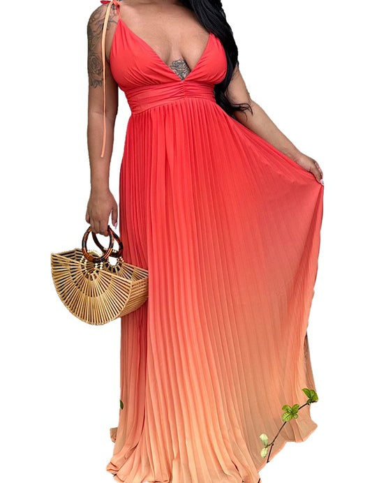 Women's Deep V-Neck Sleeveless Maxi Dress