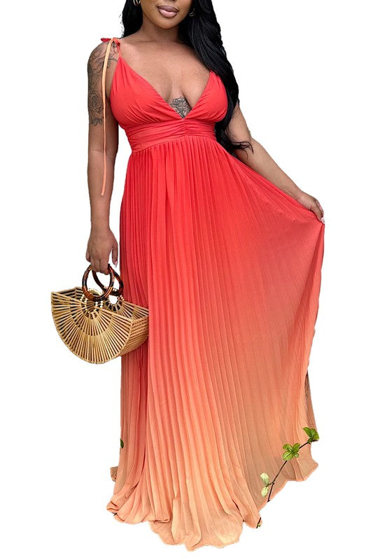 Women's Deep V-Neck Sleeveless Maxi Dress