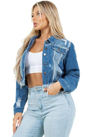 Women's Cropped Denim Trucker Jacket