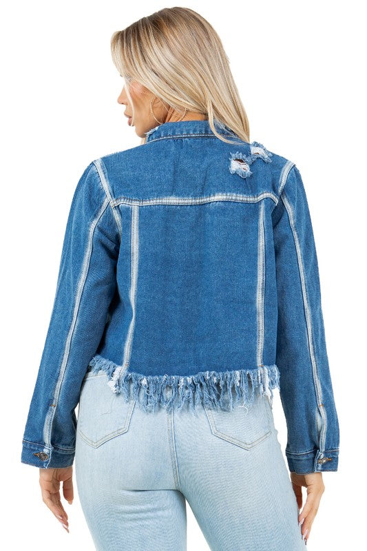 Women's Cropped Denim Trucker Jacket