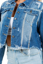 Women's Cropped Denim Trucker Jacket