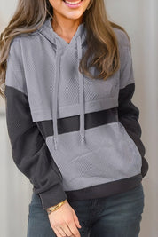 Women's Pink Patchwork Drop Shoulder Hoodie