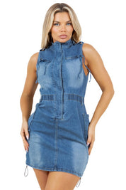 WOMEN FASHION DENIM MINI DRESS