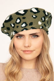 Women's Leopard Print Stretchy Beret