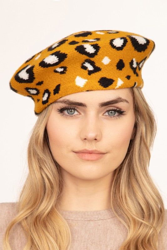 Women's Leopard Print Stretchy Beret