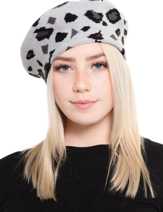 Women's Leopard Print Stretchy Beret