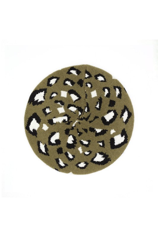 Women's Leopard Print Stretchy Beret