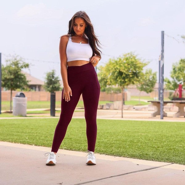 The Molly Maroon Crossover Full Length Leggings