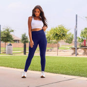 The Nadia Navy Crossover Full Length Leggings