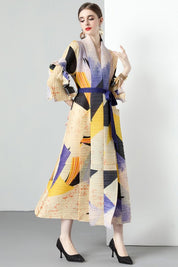 Women's V-Neck Long Sleeve Maxi Dress with Belt
