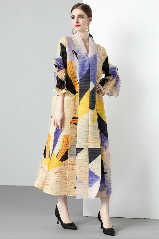 Women's V-Neck Long Sleeve Maxi Dress with Belt