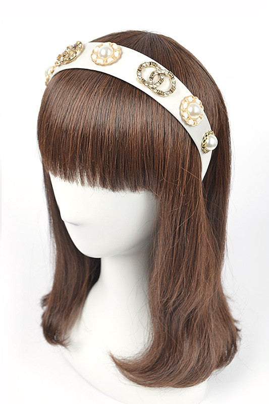 Women's Bejeweled Crystal and Pearl Headband