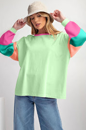 Women's Colorblock Patchwork Long Sleeve Top