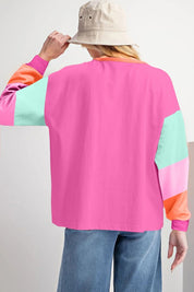 Women's Colorblock Patchwork Long Sleeve Top