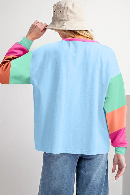 Women's Colorblock Patchwork Long Sleeve Top