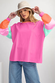 Women's Colorblock Patchwork Long Sleeve Top