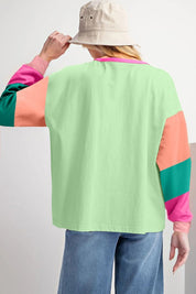 Women's Colorblock Patchwork Long Sleeve Top