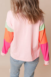 Women's Colorblock Patchwork Long Sleeve Top