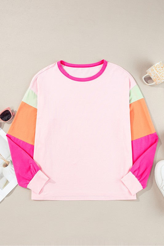 Women's Colorblock Patchwork Long Sleeve Top