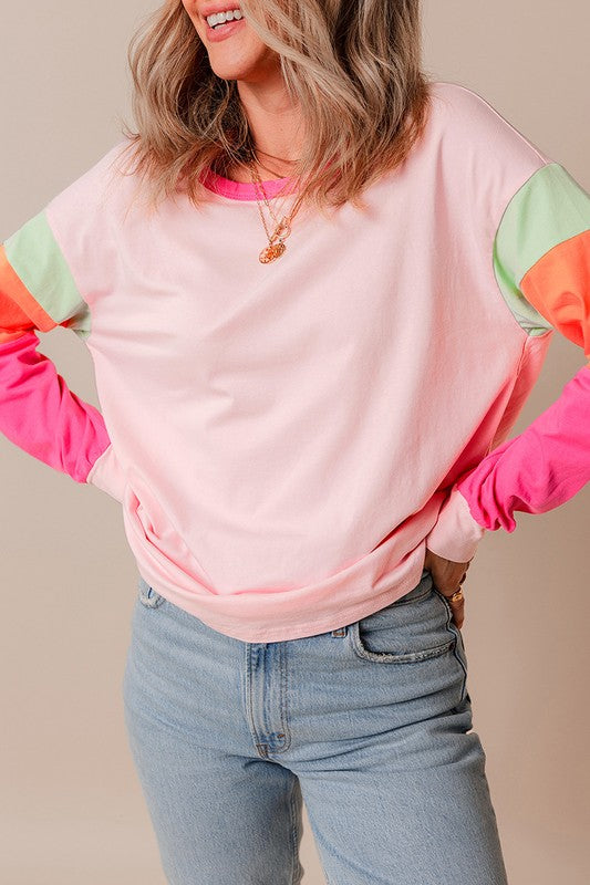 Women's Colorblock Patchwork Long Sleeve Top