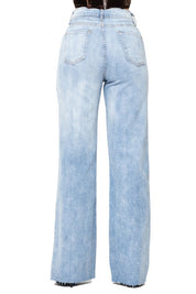 Women's High Rise Wide Leg Stone Wash Jeans