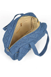 Unisex Quilted Denim Duffle Gym Bag