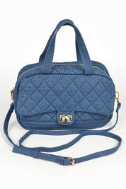 Unisex Quilted Denim Duffle Gym Bag