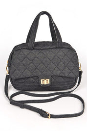 Unisex Quilted Denim Duffle Gym Bag