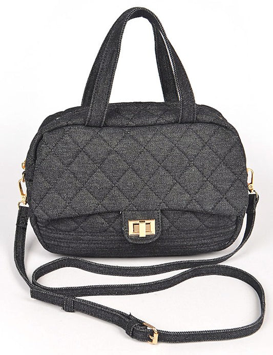 Unisex Quilted Denim Duffle Gym Bag