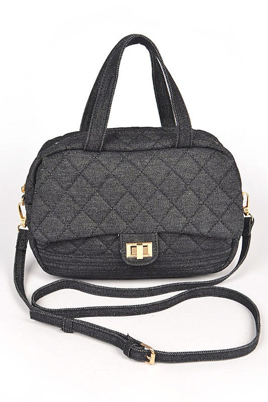 Unisex Quilted Denim Duffle Gym Bag