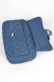 Unisex Quilted Denim Duffle Gym Bag